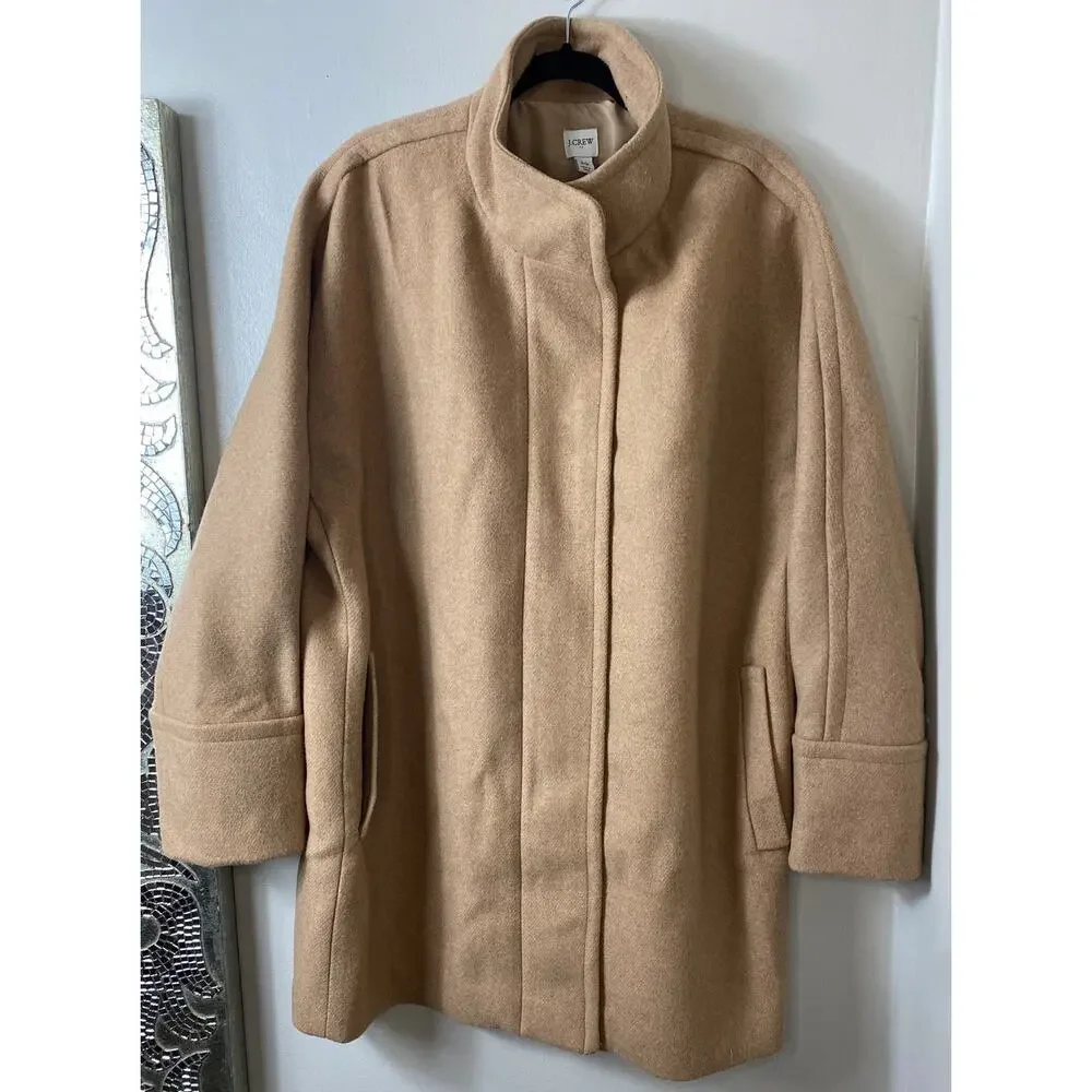 NWT J. CREW COAT CITY WOOL CAMEL TAN PREPPY MINIMALIST QUIET LUXURY OLD MONEY